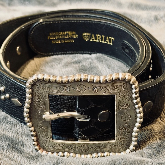 Ariat Western Belt 34 | Large Engraved Buckle | Full Grain Leather - Picture 1 of 16